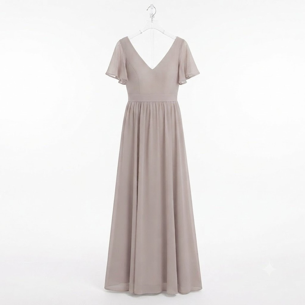 Birdy Grey Romantic Boho Bridesmaid Dress XCS Neutral Flutter Sleeve Maxi